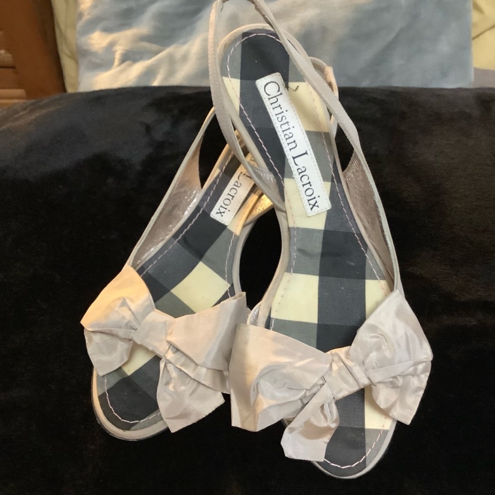 Christian Lacroix Satin Peeptoe Kitten Heels 36 1/2 (6)